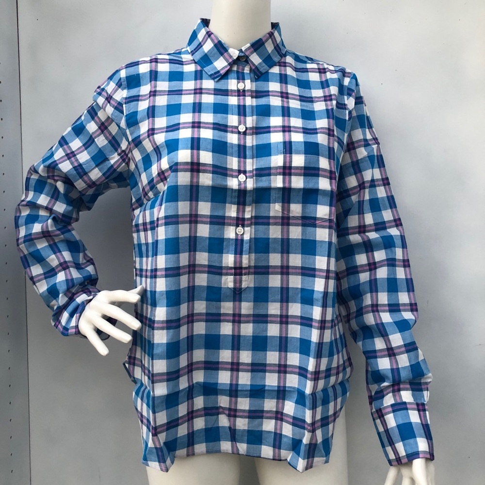 J. Crew Classic‎ Popover Plaid Long Sleeve Top 8